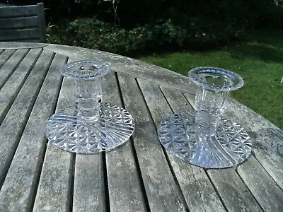 Buy Cut Glass Stunning Vintage Pair Of Art Deco Style Candle Holders • 10£