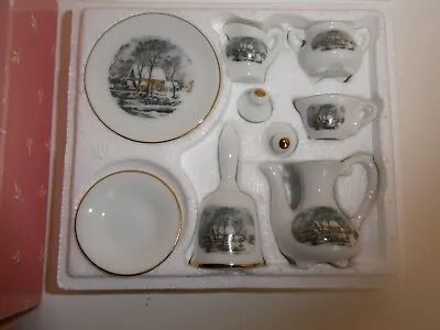 Buy VTG AVON Small Treasures Mini Porcelain Tea Set Currier & Ives In Miniature 1977 • 14.47£