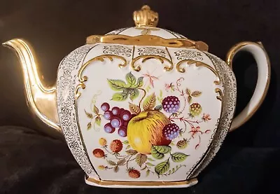 Buy Rare Antique 1928 Sadler 24kt Gold Gilded Harvest Decor Porcelain English Teapot • 76.71£