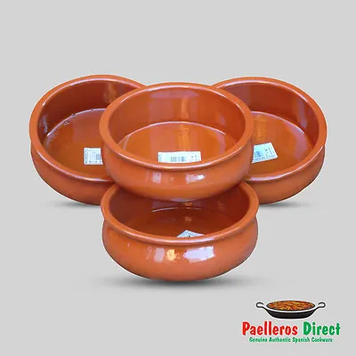 Buy Set Of 4 X 15cm Spanish Terracotta Tapas Dishes / Bowls / Cazuelas Abombada • 24.99£