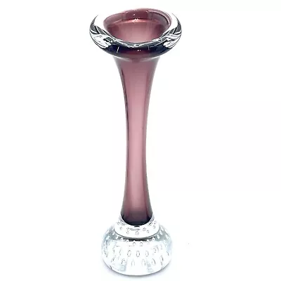 Buy Swedish Art Glass Bo Borgstrom Aseda Calla Lily Purple Swung Vase Vtg Bubbles • 28.88£