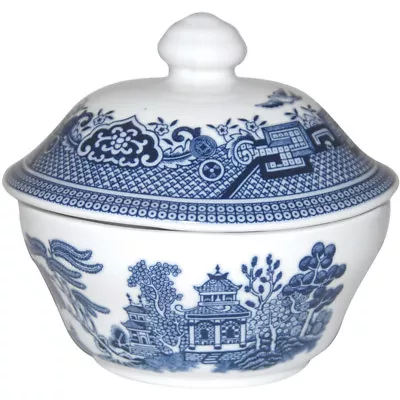 Buy Churchill China Blue Willow Georgian Covered Sugar Bowl With Lid • 15.99£