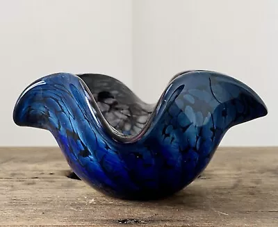 Buy Vintage Signed MTARFA Art Glass Cobalt Blue Bowl Dish • 3.20£