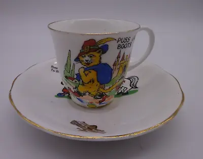 Buy Vintage Children's China Cup Saucer Puss In Boots Ride A Cock Horse 22k Trim #12 • 12£