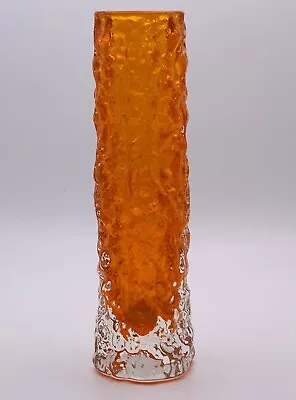Buy Whitefriars Textured Range Tangerine Glass FingerVase 9729 Geoffrey Baxter 1970s • 65£