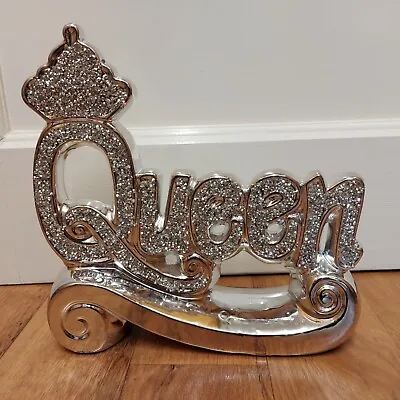 Buy New.silver Crushed Diamond Large 25 Cm Ceramic Queen Word Ornament • 20£