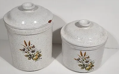 Buy 2 RARE Blue Mountain Pottery Country Charm Golden Cantainers/ Canister • 4.82£