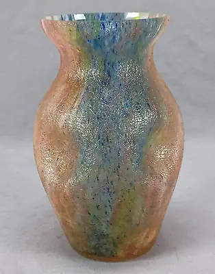 Buy Antique Bohemian Kralik Rainbow Overshot Crackle Glass Vase Circa 1900 • 156.68£