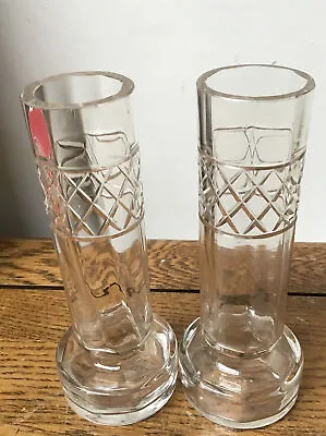 Buy A Pair Cut Clear Crystal/Glass Candle Holders • 8£
