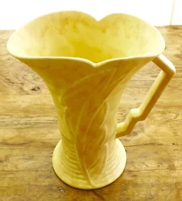Buy Vintage Retro Arthur Wood Flared Top Vase Oatmeal Glaze Embossed Design Art Deco • 12£