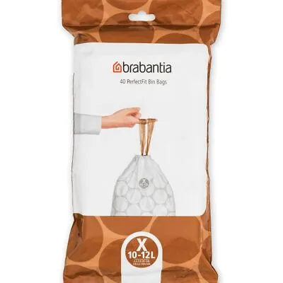 Buy Brabanita Waste Bin Liners Dispenser Pack Perfect Fit Size X 10-12L - 40 Bags • 8.39£