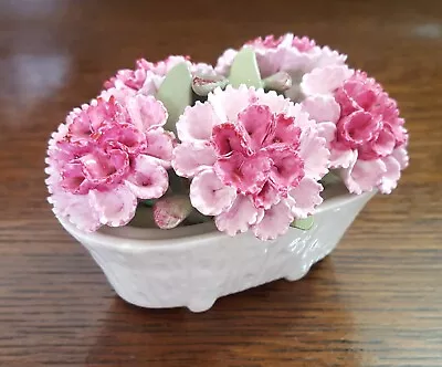 Buy Vintage Aynsley Bone China August Carnation Pink Bouquet Basket • 12£