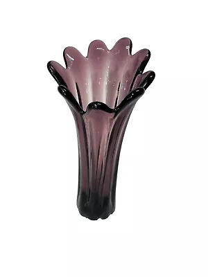 Buy Vintage MCM LE Smith ? Amethyst Purple Vase 9 Fingers 10.5” Mid Century FLAWS • 66.29£