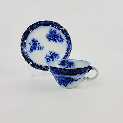 Buy Stanley Pottery Flow Blue Touraine Teacup & Saucer Vintage England C.1928 W/CHIP • 28.19£