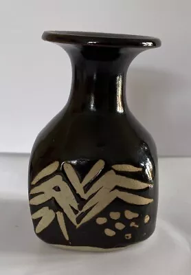 Buy Studio Pottery Slipware Vase Earthware Posy Vase Brown With Cut Thru Ferns9.5cm • 6.90£