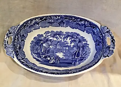 Buy Mason's Patent Ironstone Vista Pattern Blue And White Oval Serving Bowl Exc Cond • 23.70£