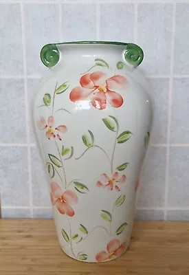 Buy Large Flower Vase Vintage Dinis Portugal Floral Scroll Handles • 24£