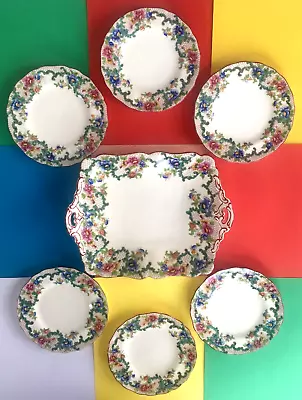 Buy Rare Antique Cauldon China Afternoon Tea Set,Bread Plate &Tea Plates Floradora🌹 • 59.99£
