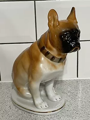 Buy Large Lomonosov Porcelain Lfz Tan Brown Boxer Dog Figurine Ussr • 35£
