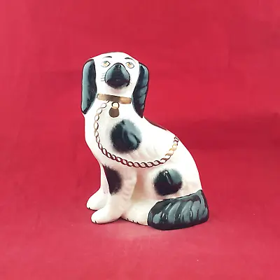 Buy Antique Staffordshire Black & White Spaniel Dog - STF 2760 • 60£
