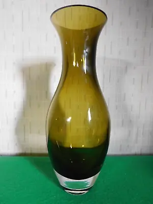 Buy Mid Century Modern Large Olive Green Royal Doulton Glass Vase Hand Blown Labeled • 46.65£