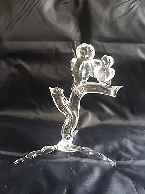 Buy Stunning Vintage Glass Lamp Work Owl And Baby Ornament Clear • 4.99£