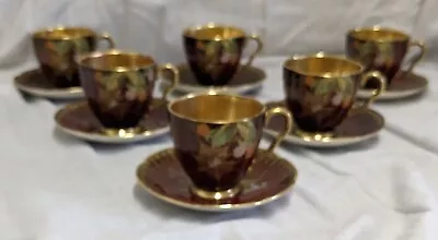 Buy 6 Vintage Carlton Ware England Rouge Royale Spider Web Coffee Cups & Saucers • 59.99£