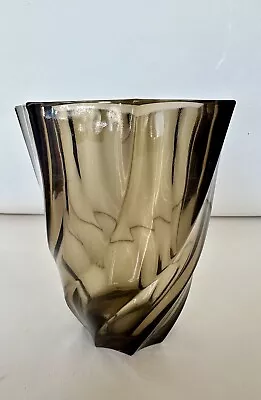 Buy Vintage Vase - Twisted Glass, Green/Brown, Retro - Ex Condition, Luminarc MCM • 4£