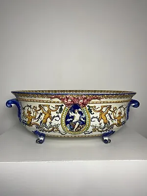 Buy ANTIQUE 19c. FRENCH Large Ceramic Louis XV Gien Faience Jardiniere  C. 1870 • 375£