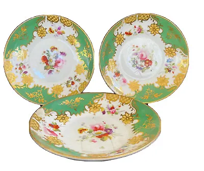 Buy Lot Of 3 Coalport Batwing Matching Saucers Of Antique Porcelain & Enameling • 47.95£