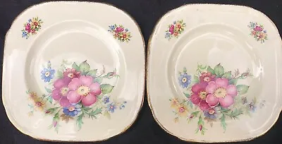 Buy Pair Of Vintage J Fryer & Son Floral Square Side Plates • 10£