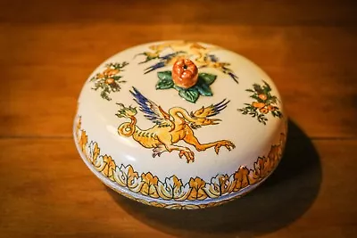 Buy Antique - French Sweet Box - By Gien - Renaissance - Trinket Pot - Rare • 8.99£