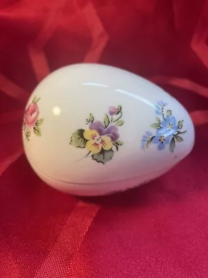 Buy Fine Bone China Staffordshire Crown Floral Bouquet Egg Shaped Trinket Pot • 5£