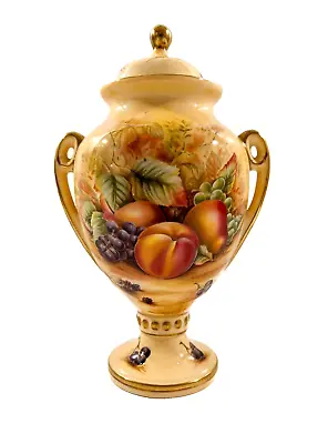 Buy Vintage Orchard Gold Fruits Pattern Lidded Twin Handled Urn/vase - Signed • 49.95£