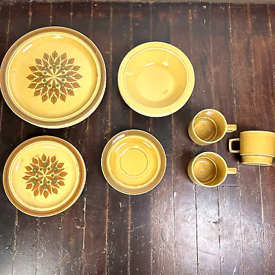 Buy Vintage Golden Harvest Dinner Set Plates Bowls Saucers Mugs Yellow Retro 1970s • 66.40£