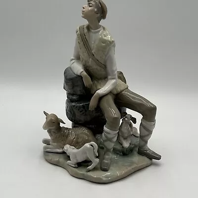 Buy Lladro, Shepard Boy With Ewe, Lamb And Dog, Large Figurine, #4571, Spain • 106.73£