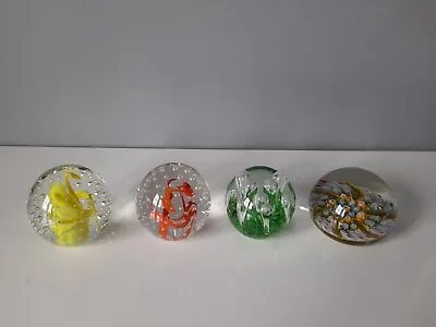Buy 4 X Beautiful Glass Paperweights Including Controlled Bubble And Vasart. • 15£
