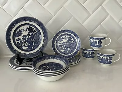 Buy 15 Piece Set~Johnson Brothers  Willow Blue~Salad Plates/ Bowls/Cup & Saucers~NEW • 67.13£
