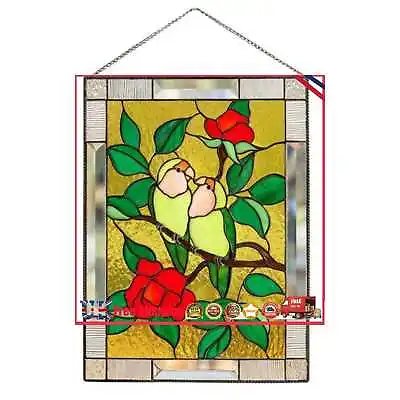 Buy Stained Glass Birds Panel Window Hanger For Garden Outdoor (2) *Z • 9.54£