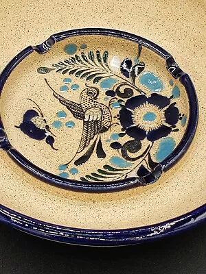 Buy Vintage Tonala Mexico Art Pottery Ashtray Signed Netz Bird Butterfly Souvenir.   • 15.11£