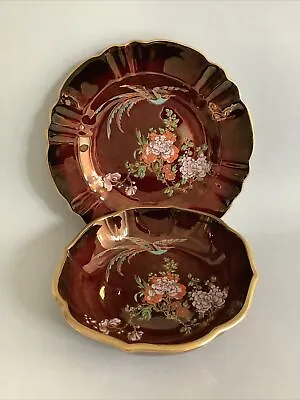 Buy Vintage Hand Painted Carlton Ware Rouge Royale 9” Plate And 7 1/2” Bowl • 29.95£