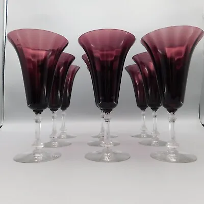 Buy Vintage Amethyst Glass Stem Glassware Wine/Champagne Glasses • 11.33£