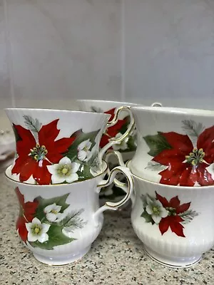 Buy Christmas Poinsettia  Cup Saucer And Side Plates Queens Bone China • 25£
