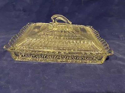 Buy Antique  Depression Glass Relish/Pickle Tray Beautiful Scalloped Edges With Lid • 28.35£