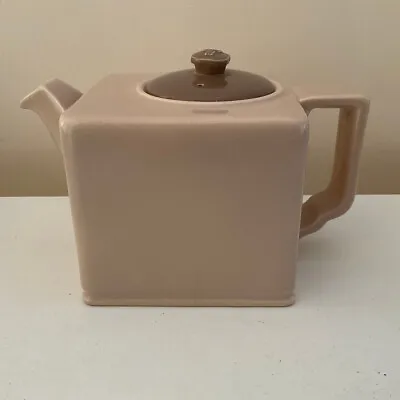 Buy Rare Vintage Square Poole Teapot - Mushroom Sepia  9 Cm High • 25£
