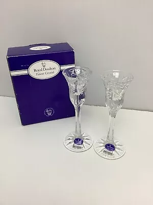 Buy Royal Doulton Finest Crystal 2x Candle Sticks 8 - Chelsea Heights Collection WA2 • 15.99£