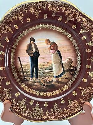 Buy Antique Zeh Scherzer & Co Bavarian Porcelain Plate Woman Praying & Farming Scene • 55.03£