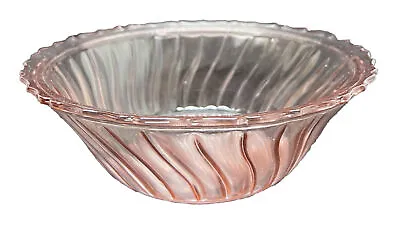Buy Vintage Jeannette Glass Rimmed Swirl Salad Bowl Pink Depression Glass • 23.05£