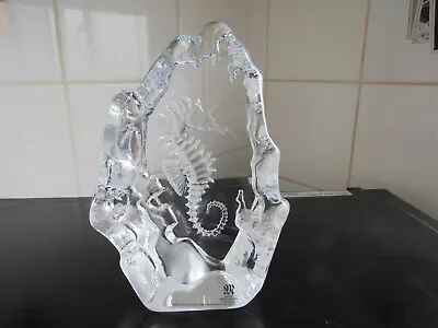 Buy Matts Jonasson   Swedish Full Lead Crystal Seahorse Sculpture Signed & Label • 30£
