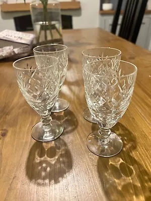 Buy 4x Set Of 4 ROYAL DOULTON CRYSTAL GEORGIAN SHERRY GLASSES 11cm Tall - All Signed • 19.99£